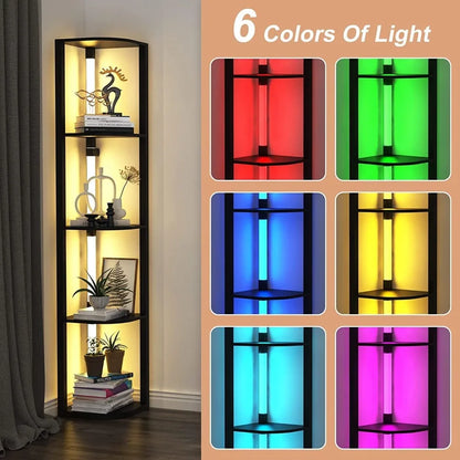 Solid 5-level Corner Bookshelf Cabinet Display Rack