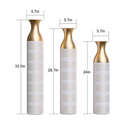 Set Of 3 Gorgeous Home Decoration Large Glazed Metal Vases Height