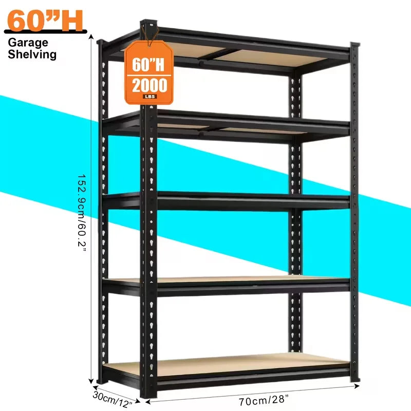 5-Tier Heavy Duty Shelving Unit 2000LBS Capacity - 72"W x 36"D x 16"H