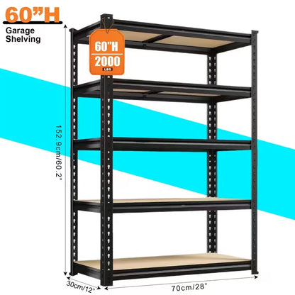 5-Tier Heavy Duty Shelving Unit 2000LBS Capacity - 72"W x 36"D x 16"H