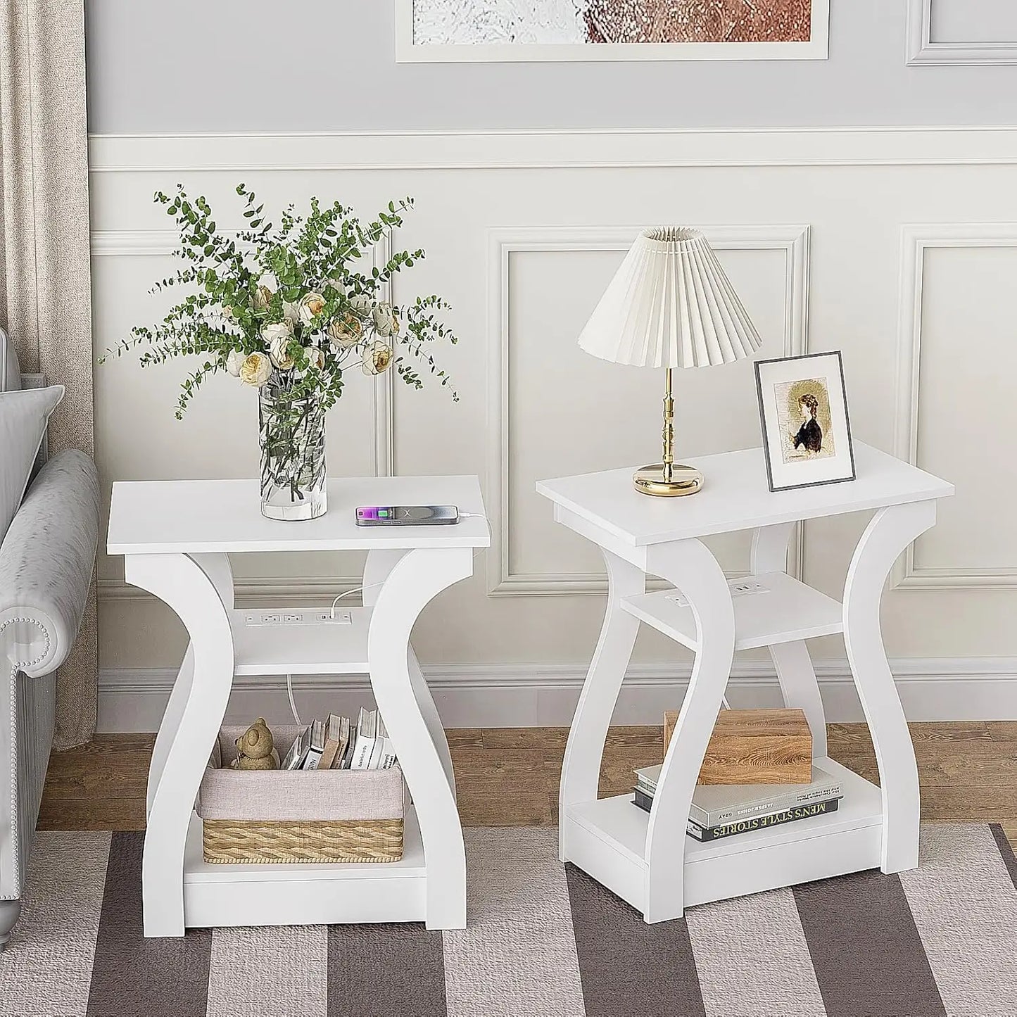 Set of 2 with Charging Station, Side Table