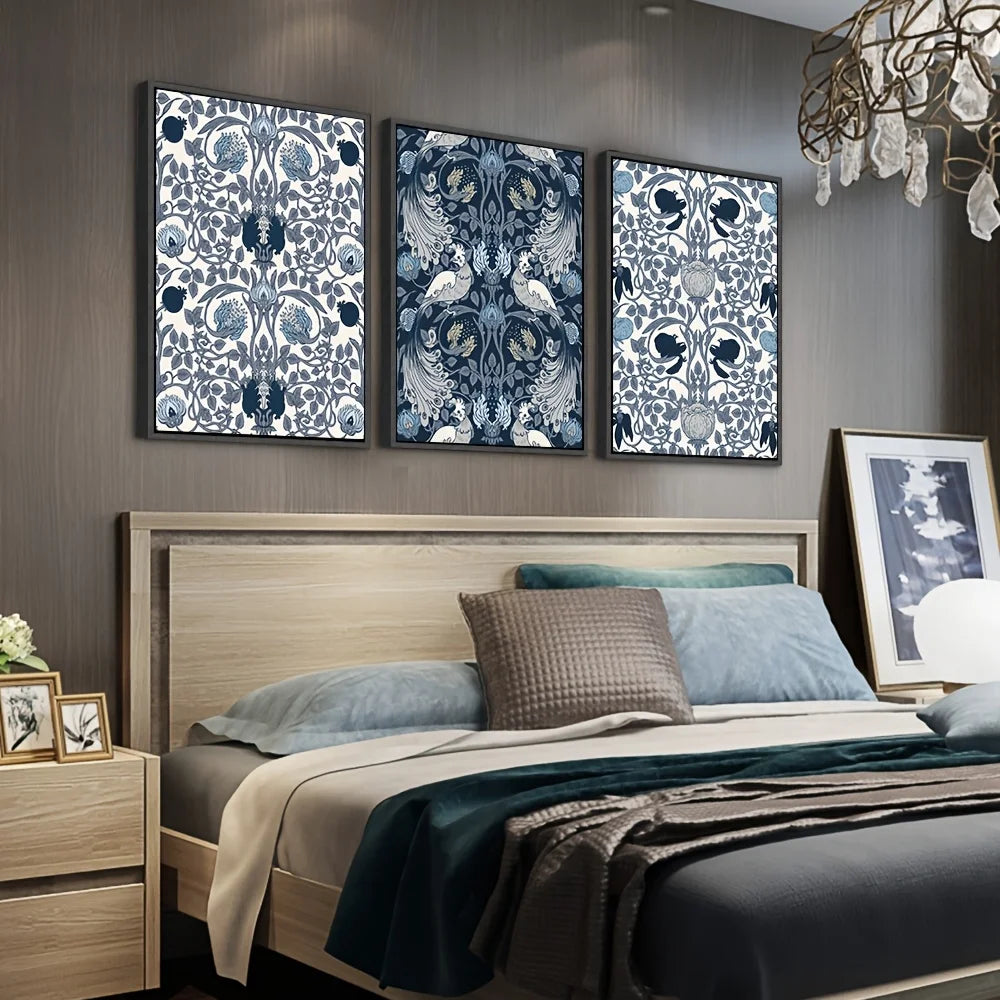 3pcs Large Black Float Framed Canvas Wall Art