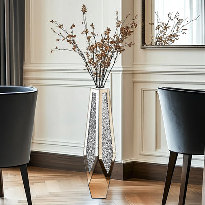 Large Crushed Diamond Glass Vase for Home Decor