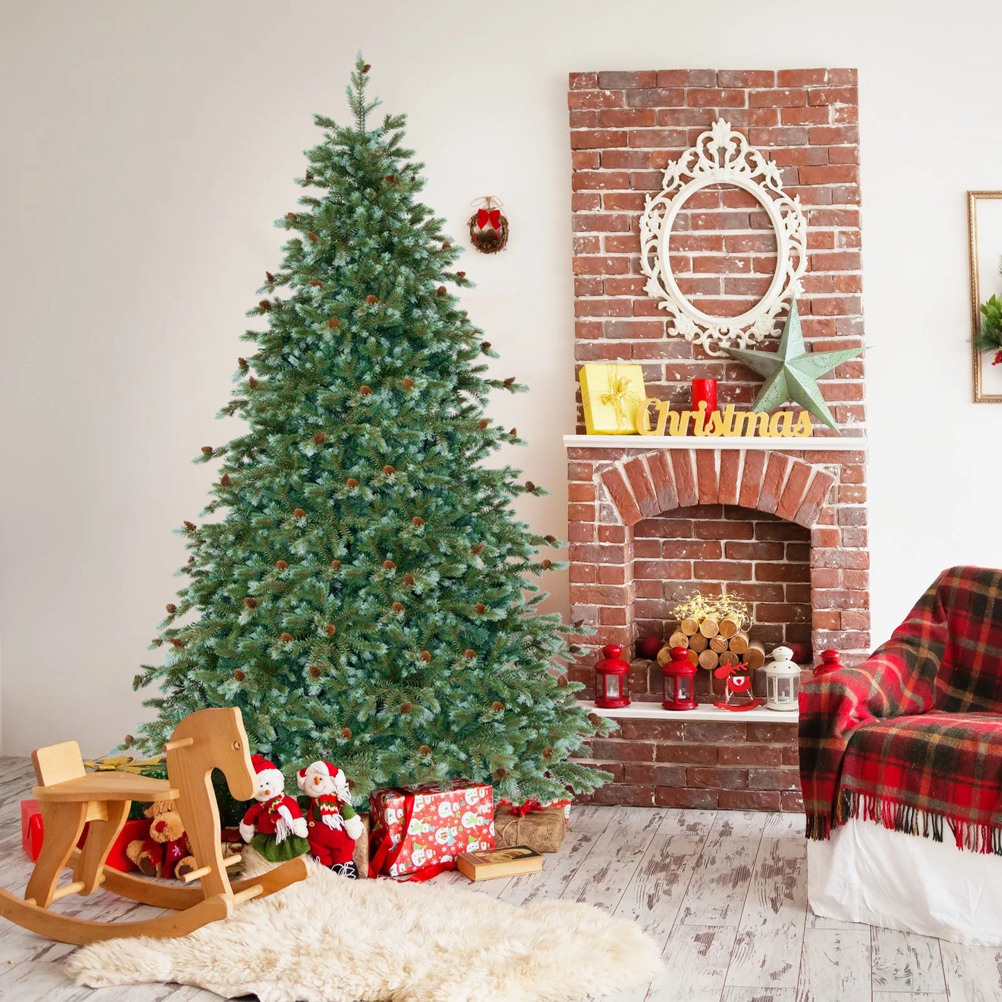 6/ 7/ 8 FT Artificial Christmas Tree, Pre-lit Xmas Tree