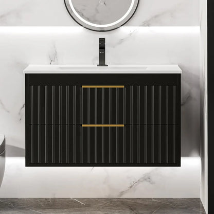 Wall Mounted Floating Bathroom Vanity with 2 Big Drawers