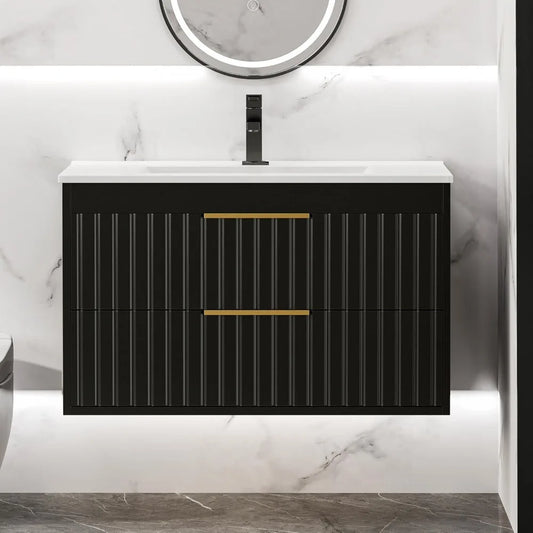 Wall Mounted Floating Bathroom Vanity with 2 Big Drawers