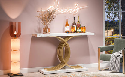 39-Inch Console Faux Marble Narrow Wood Entrance table