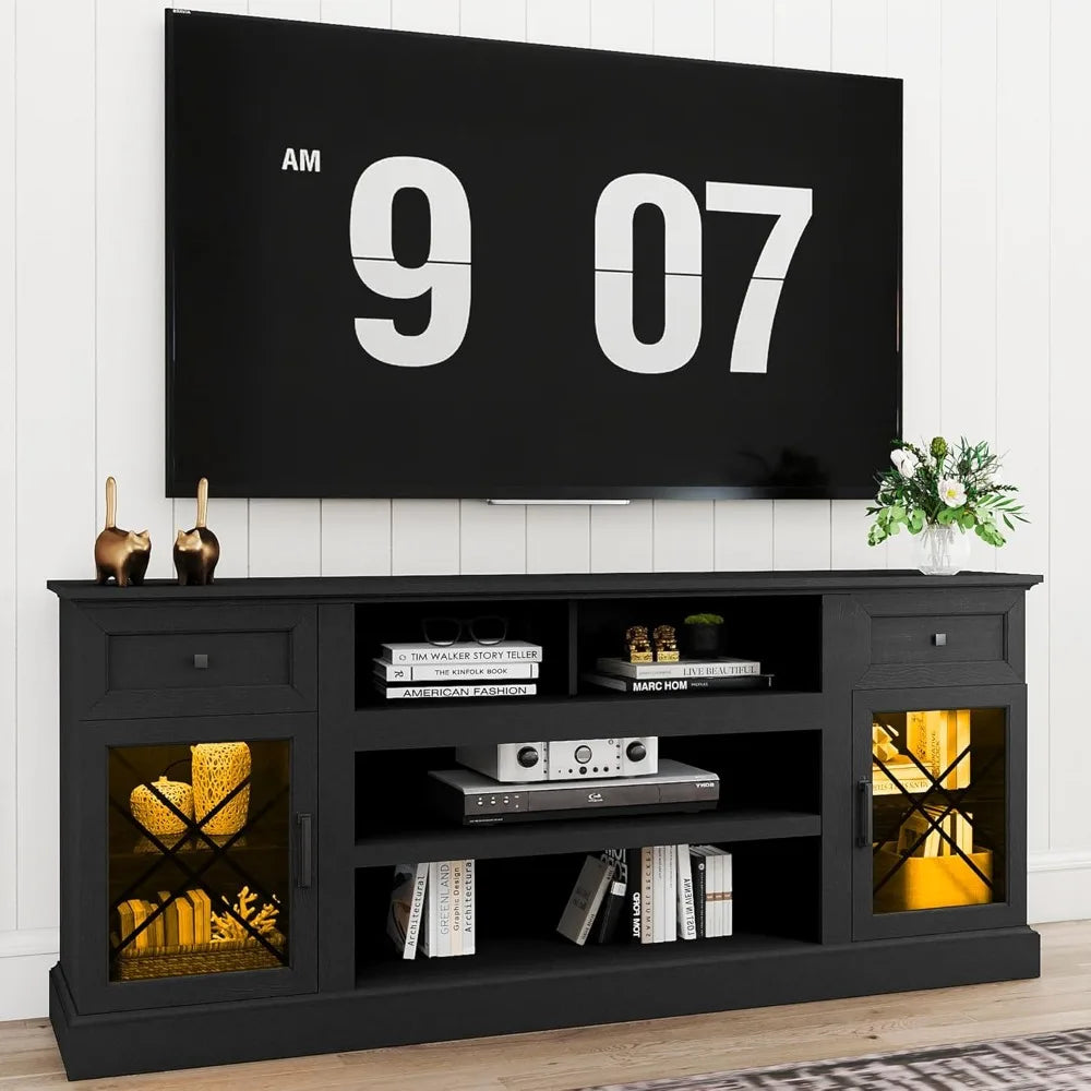 75 80 inch TV, Modern Entertainment Center with LED Lights