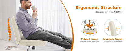 Office Living Room, Rocking Gaming Armless Wide Desk Adjustable Swivel Chair