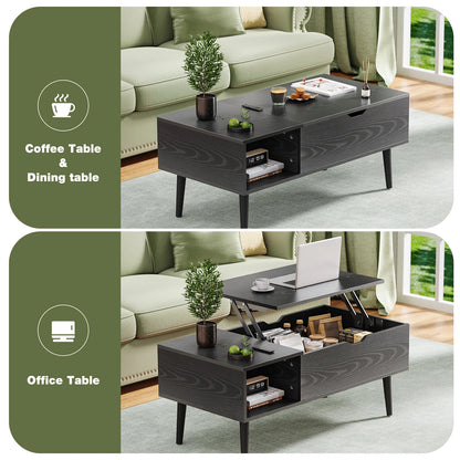 Adjustable Shelf Wood Coffee Table with Storage