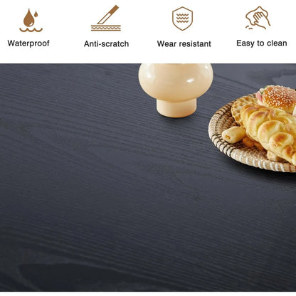 Modern Oval Kitchen Table with Wood Strip Base