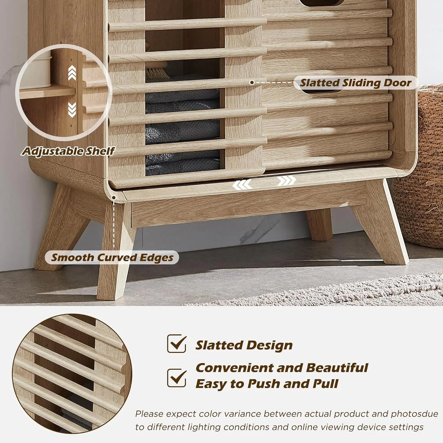 Small Bathroom Storage Cabinet w/3 Smooth Sliding Drawers