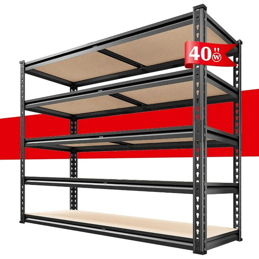 72''H / 5 Tier Metal Shelves Garage Shelves Adjustable