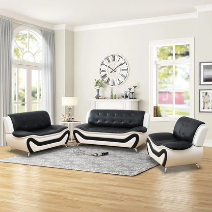 Leather Sofa Set,Leather Sofa Set for Living Room Furniture Sets, Loveseat Sofa with Chair 3-Piece for Living Room/Office