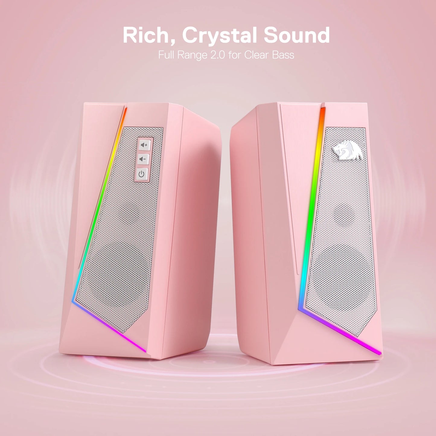 PC Stereo Speaker with 6 Colorful LED Modes,