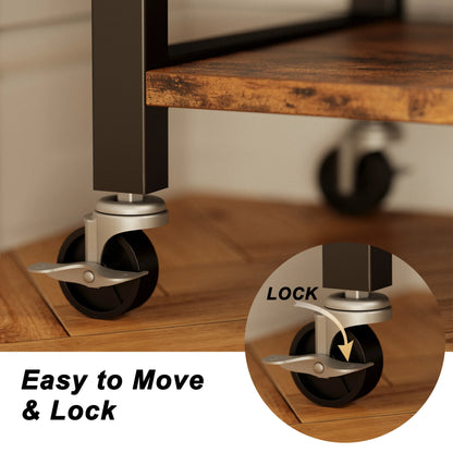 Multipurpose Kitchen Cart Cabinet with Shelves,Vintage Brown