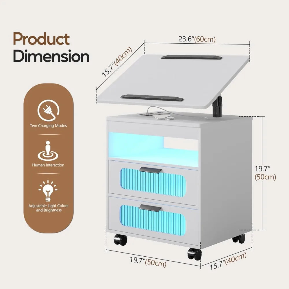 Bedroom Night Stand with Adjustable Rotary Study Table