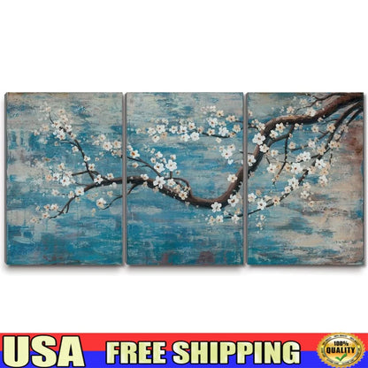 Large Framed Plum Blossom Tree Gallery Wrapped Decorative Art