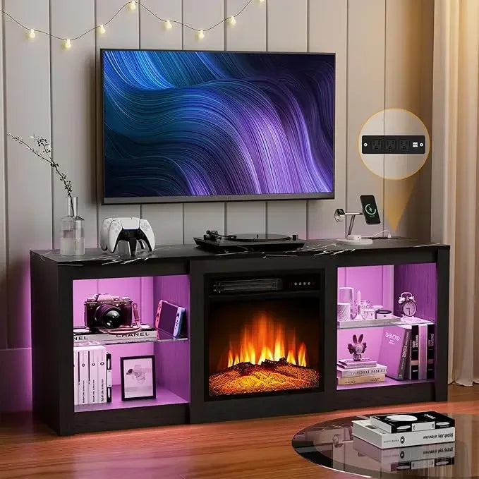 70 inch TV Stand with 36" Electric Fireplace, Living Room Tv Cabinet