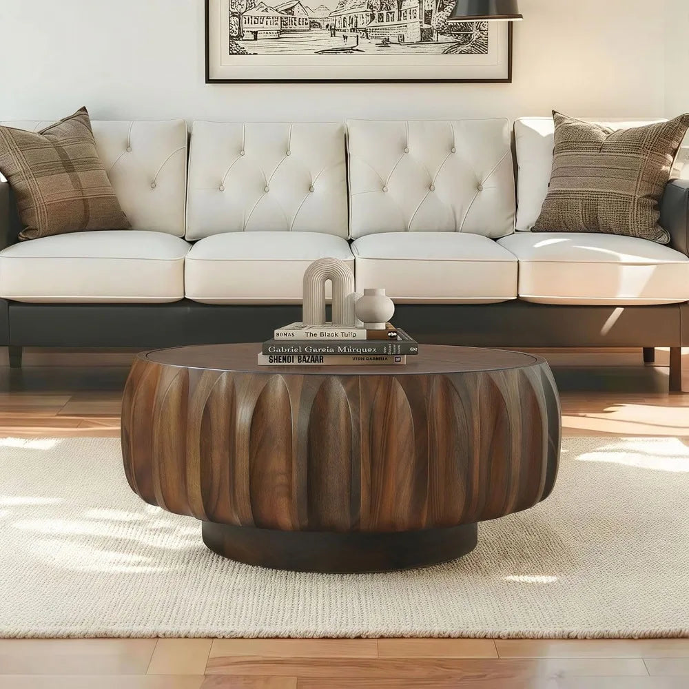31.5''  Contemporary Wood Round Coffee Table