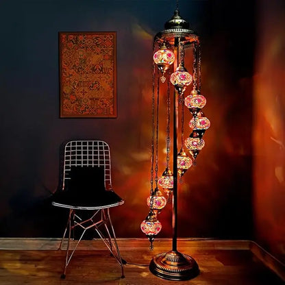Moroccan Mosaic Standing Lamp 9 Globe