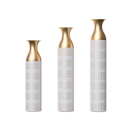Set Of 3 Gorgeous Home Decoration Large Glazed Metal Vases Height