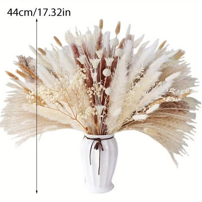 109Pcs Natural Dried Pampas Grass Bouquet with Bunny Tails