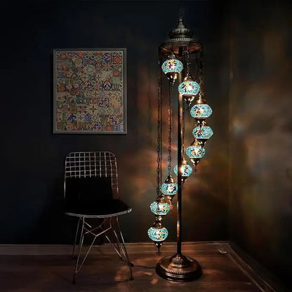 Moroccan Mosaic Standing Lamp 9 Globe