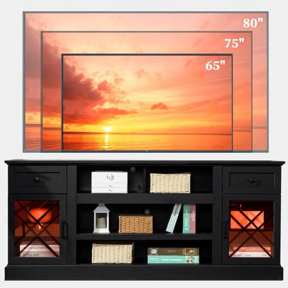75 80 inch TV, Modern Entertainment Center with LED Lights