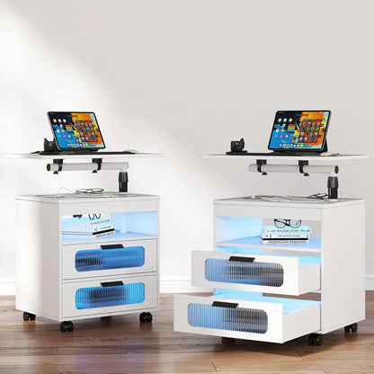 Bedroom Night Stand with Adjustable Rotary Study Table