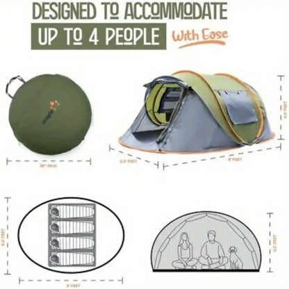 Camping Tent - 4-Person Easy Pop Up Tent