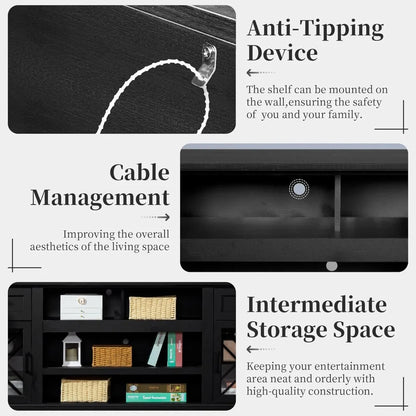 75 80 inch TV, Modern Entertainment Center with LED Lights