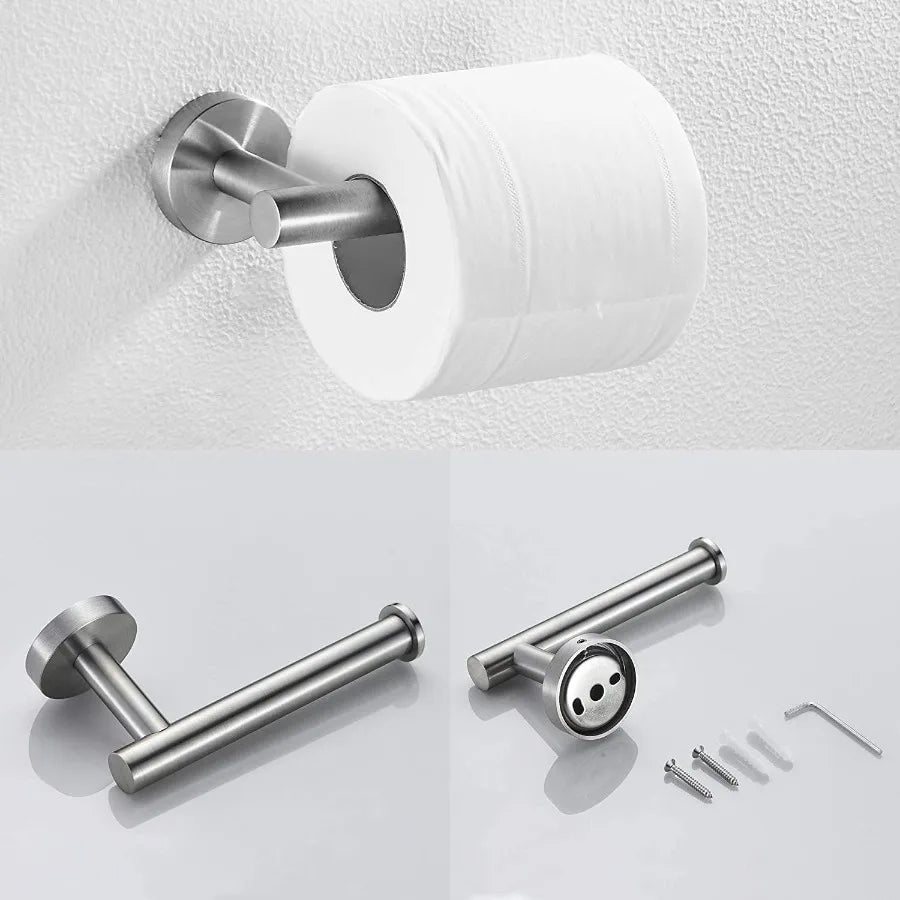 3Piece Bathroom Hardware Set with Toilet Paper Holder Towel Ring Adjustable Towel Bar