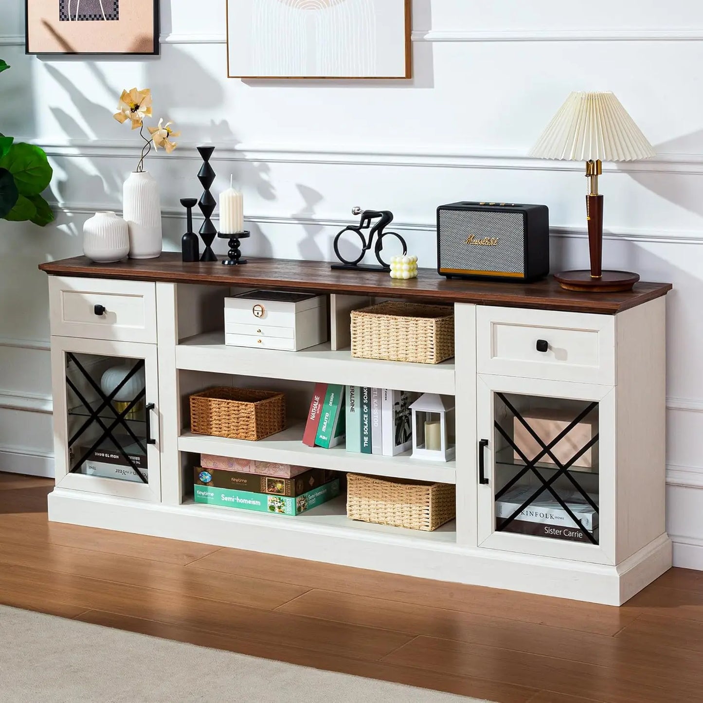 75 80 inch TV, Modern Entertainment Center with LED Lights