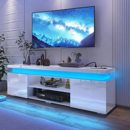 85 Inch TV, Modern Gaming TV Stand with Power Outlet,