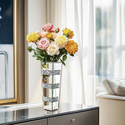 Large Crushed Diamond Glass Vase for Home Decor