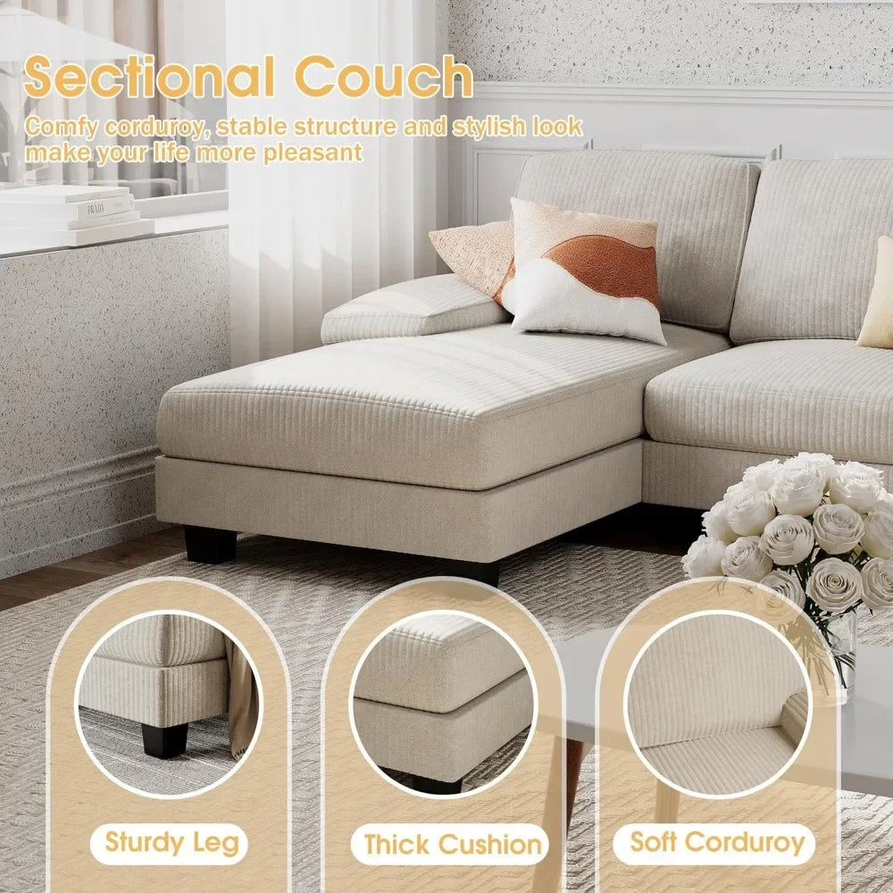 Convertible Sofa , 4 Seat Sofa Set for Living Room U-Shaped