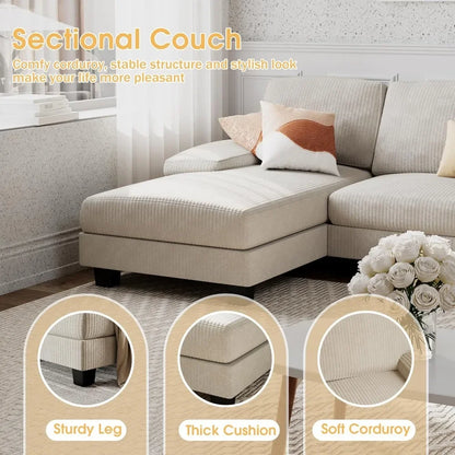Convertible Sofa , 4 Seat Sofa Set for Living Room U-Shaped