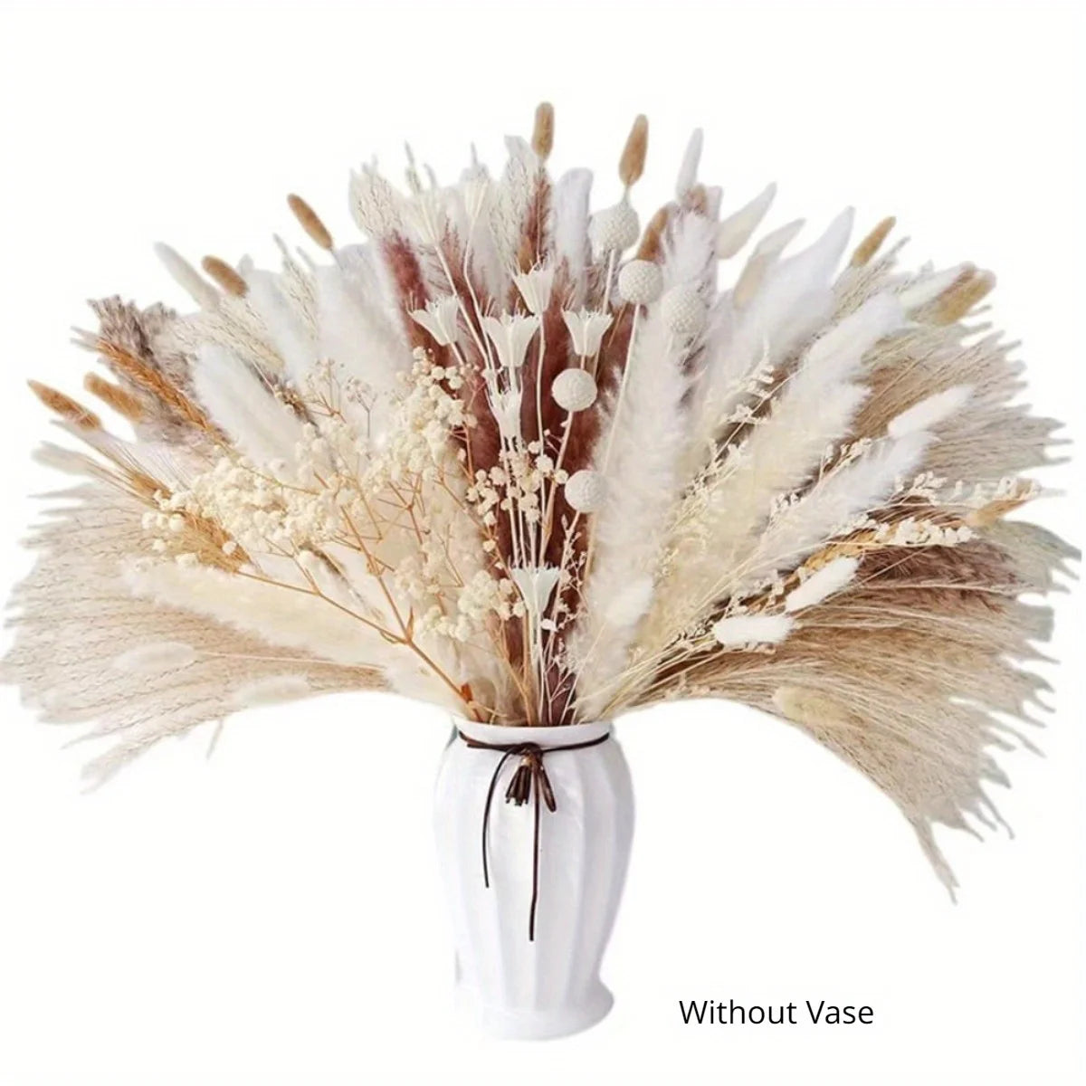 109Pcs Natural Dried Pampas Grass Bouquet with Bunny Tails