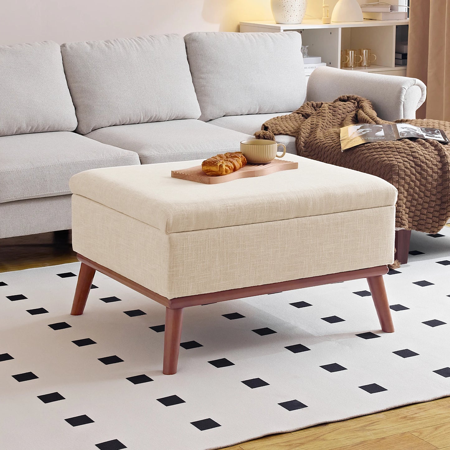 31.4 inch Lift Top Large Coffee Table with High-density Foam Wood