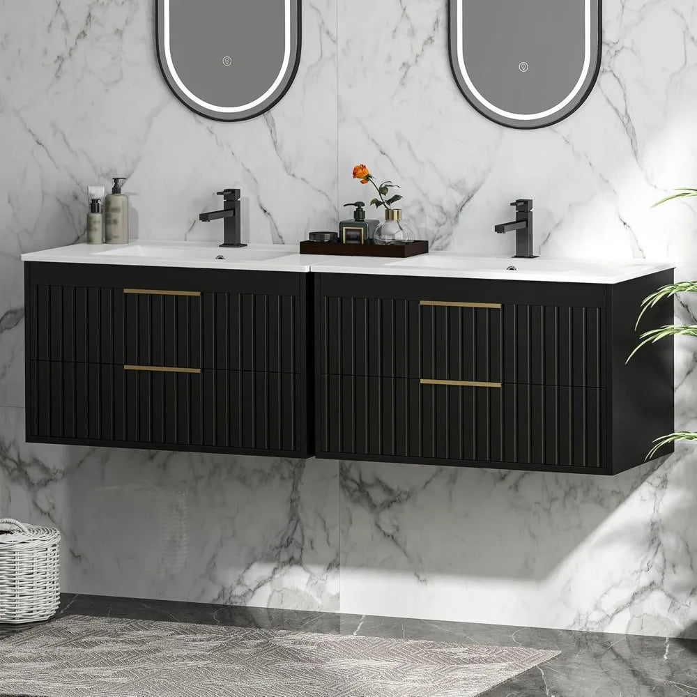 Wall Mounted Floating Bathroom Vanity with 2 Big Drawers