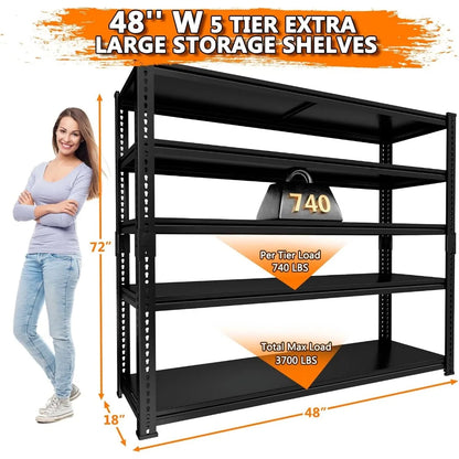 48"L x 18"W x 72"H Garage Storage Shelves Unit