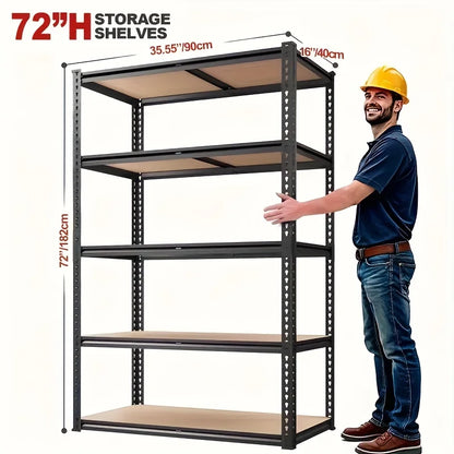 5-Tier Heavy Duty Shelving Unit 2000LBS Capacity - 72"W x 36"D x 16"H