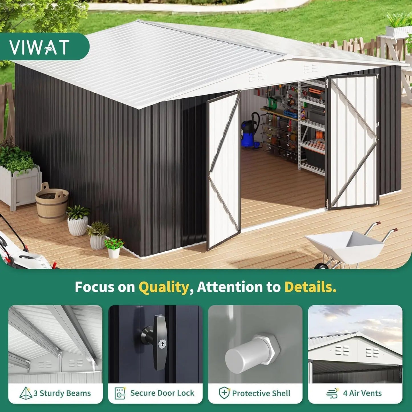 12x14 FT Outdoor Storage Shed,