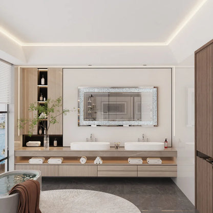 Sparkly Crystal Rhinestone Diamond Frameless Vanity Mirrors