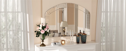 Large Wall Mirror 100 x 70cm Arched Venetian Mirror with Beveled Glass Frame
