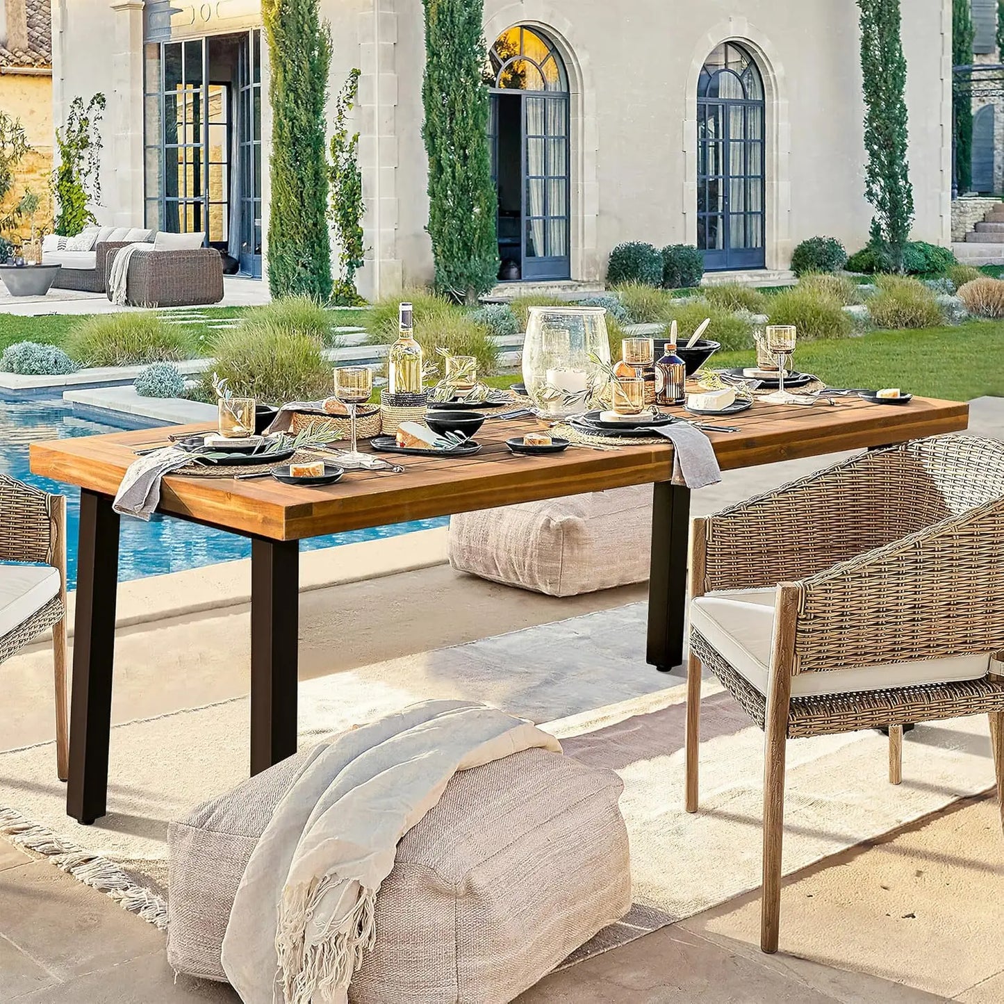 Wood Dining 6 Person Indoor Outdoor