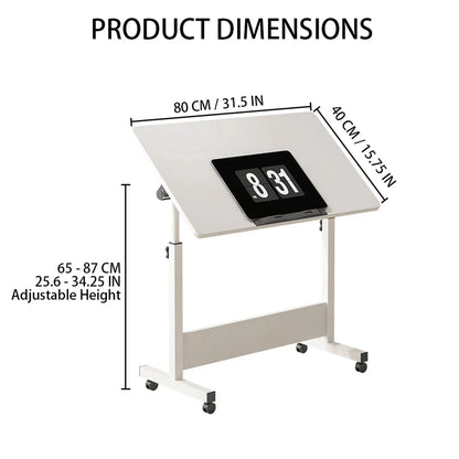 Mobile Stand Up Desk With Wheels, Home Office Computer Workstation