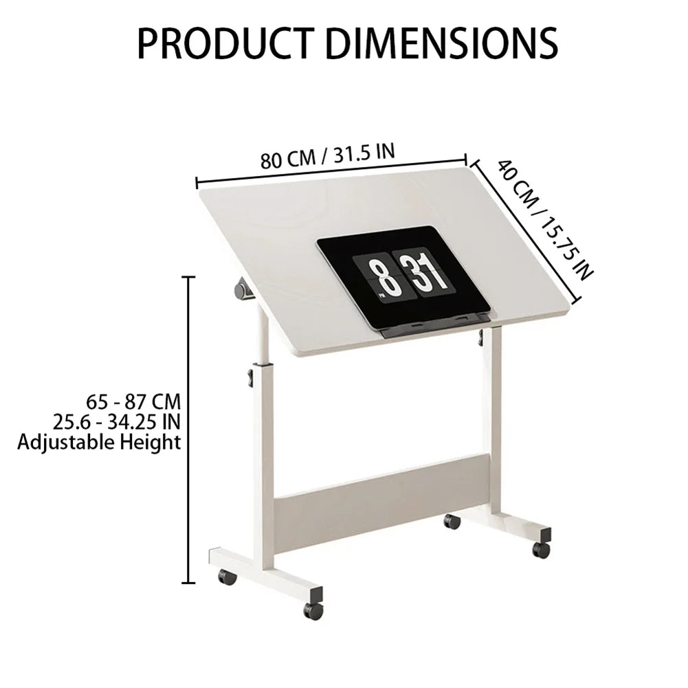 Mobile Stand Up Desk With Wheels, Home Office Computer Workstation