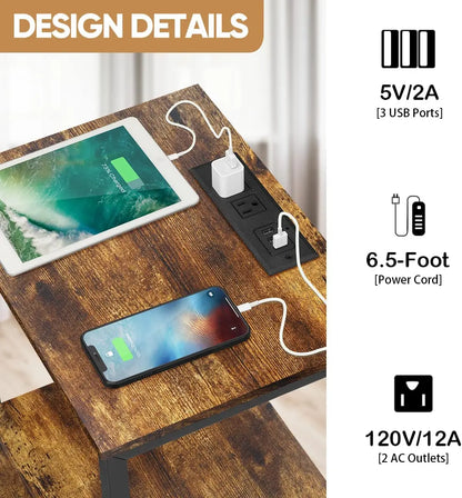 Side Table with Charging Station